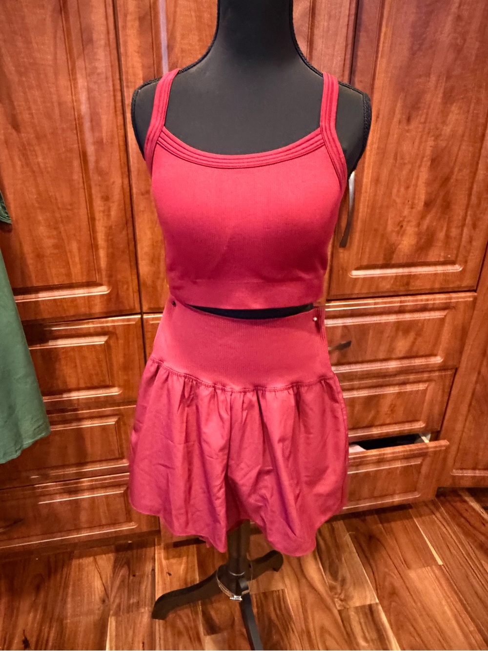 Yoga Strappy Ribbed Crop Tank Top and bottoms - Burgundy reddish